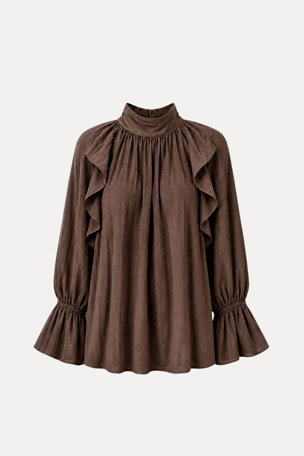 Ruffle Blouse - Dark Brown