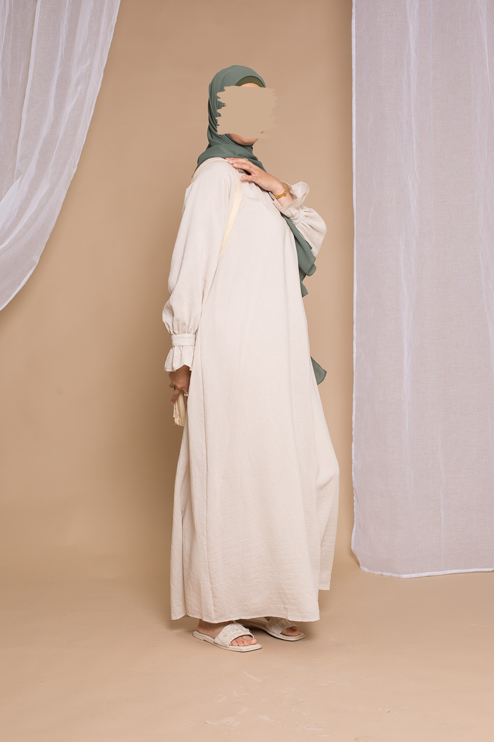 Cute Sleeve dress - Beige - Hijab Boutique