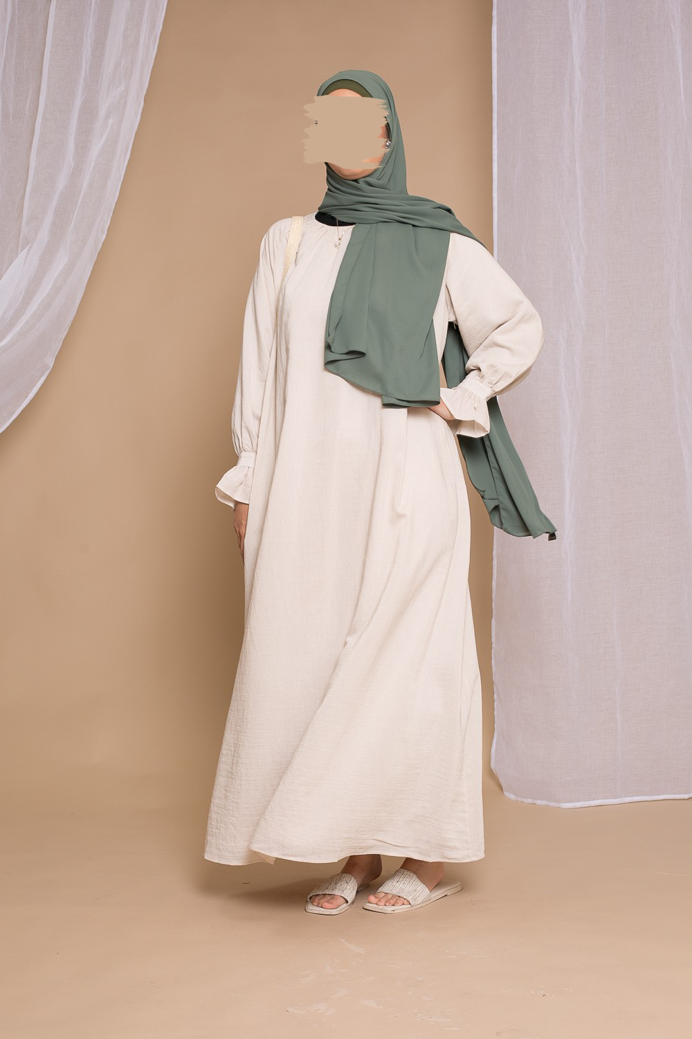 Cute Sleeve dress - Beige - Hijab Boutique