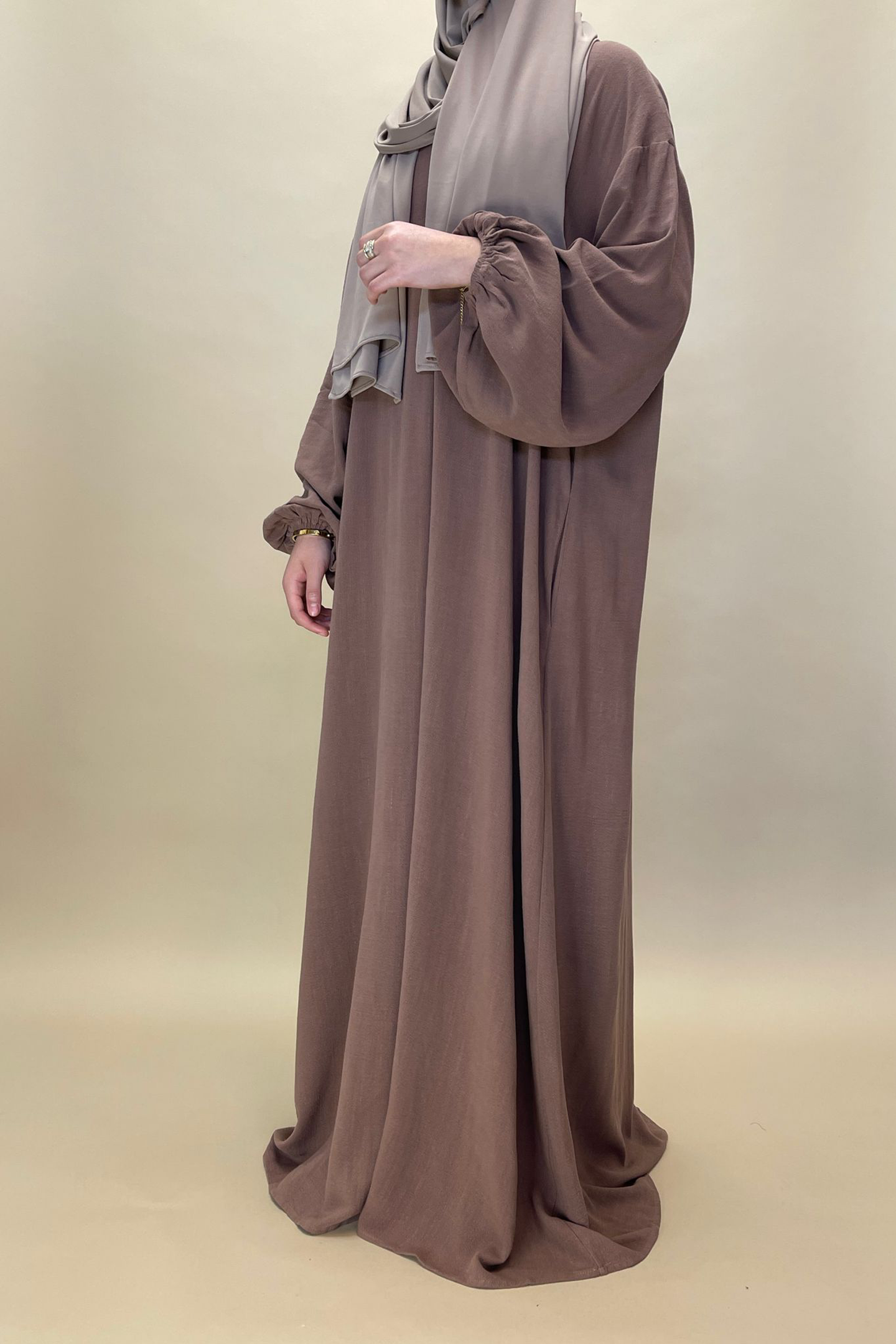 Cotton maxi dress - Brown - Hijab Boutique