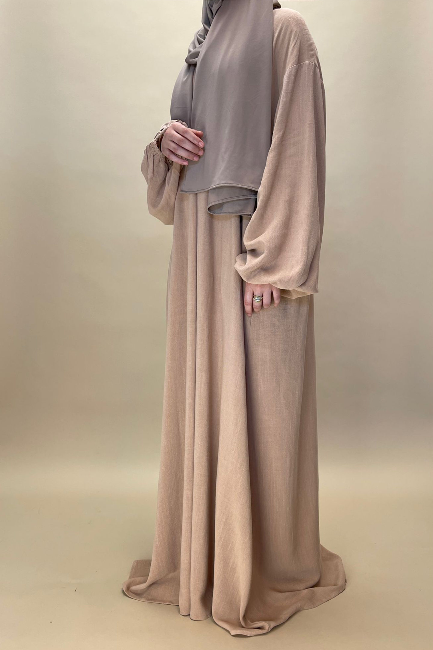 Cotton maxi dress - Soft camel