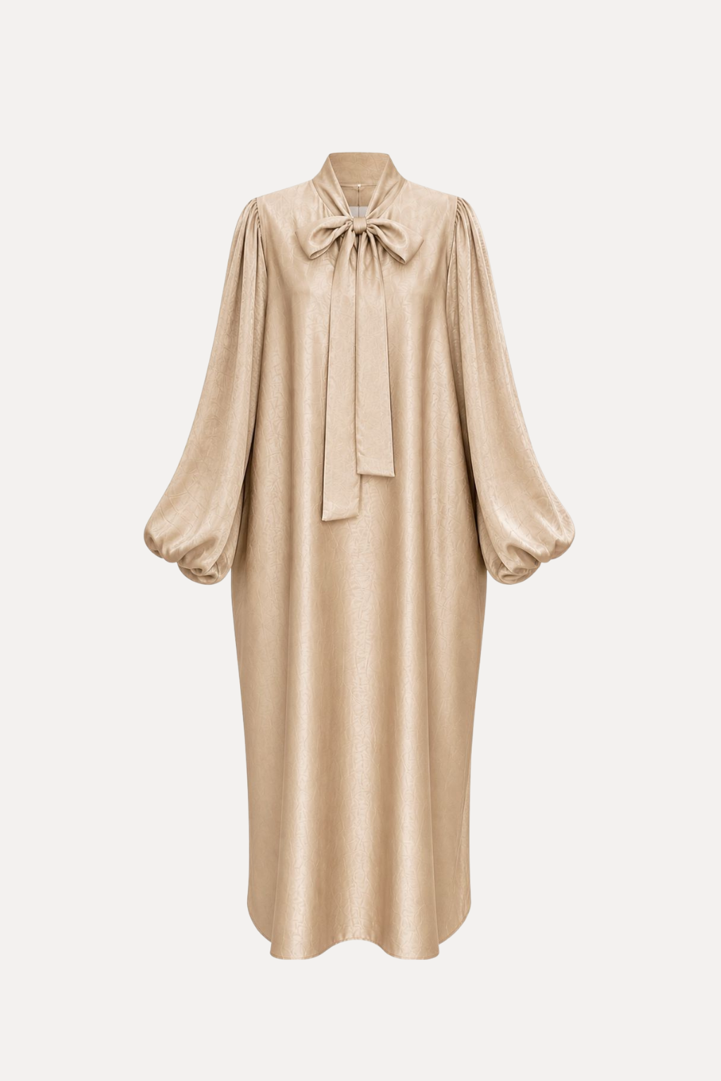 Satin Bow Dress - Soft Caramel