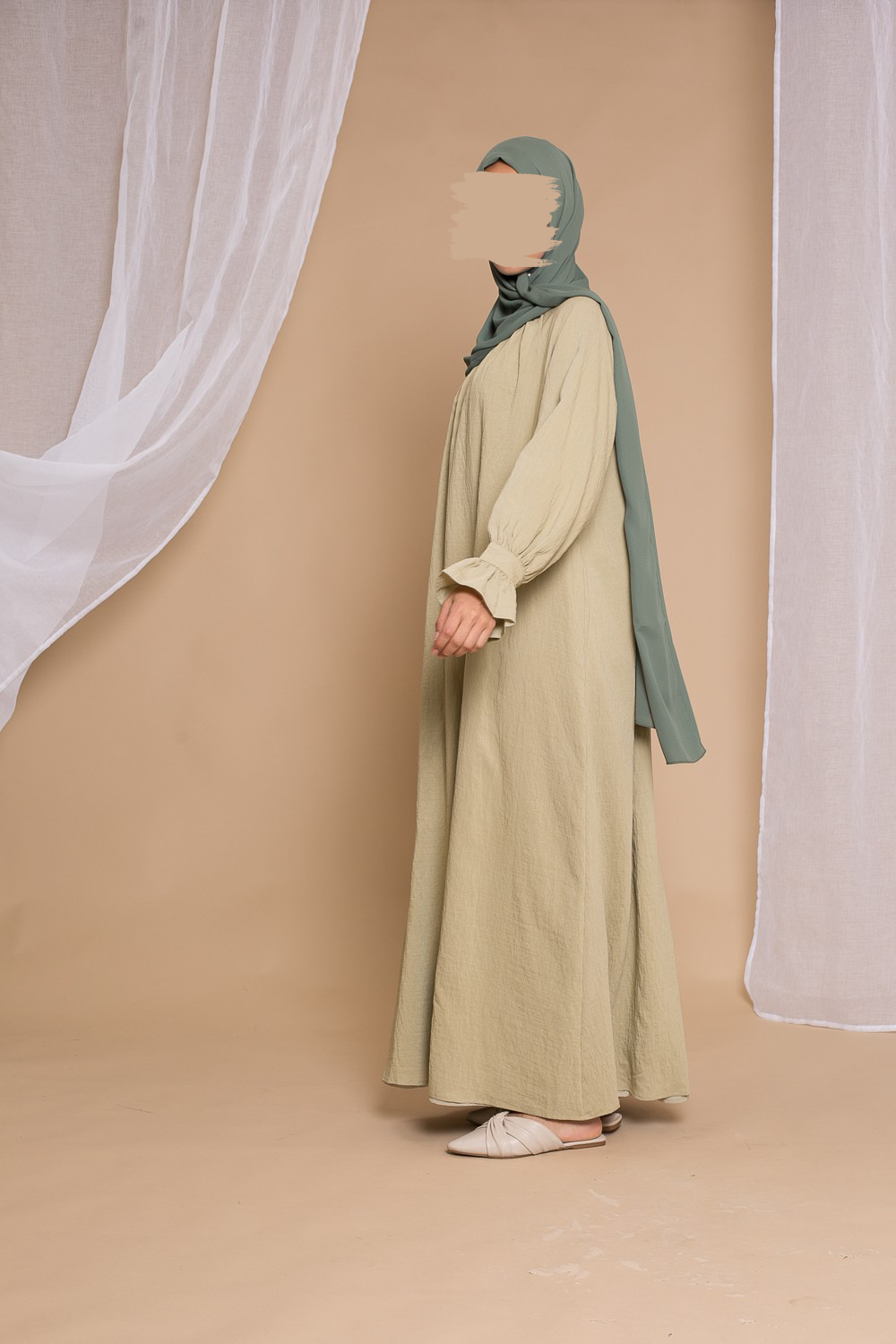 Cute sleeve dress- Pistachio - Hijab Boutique