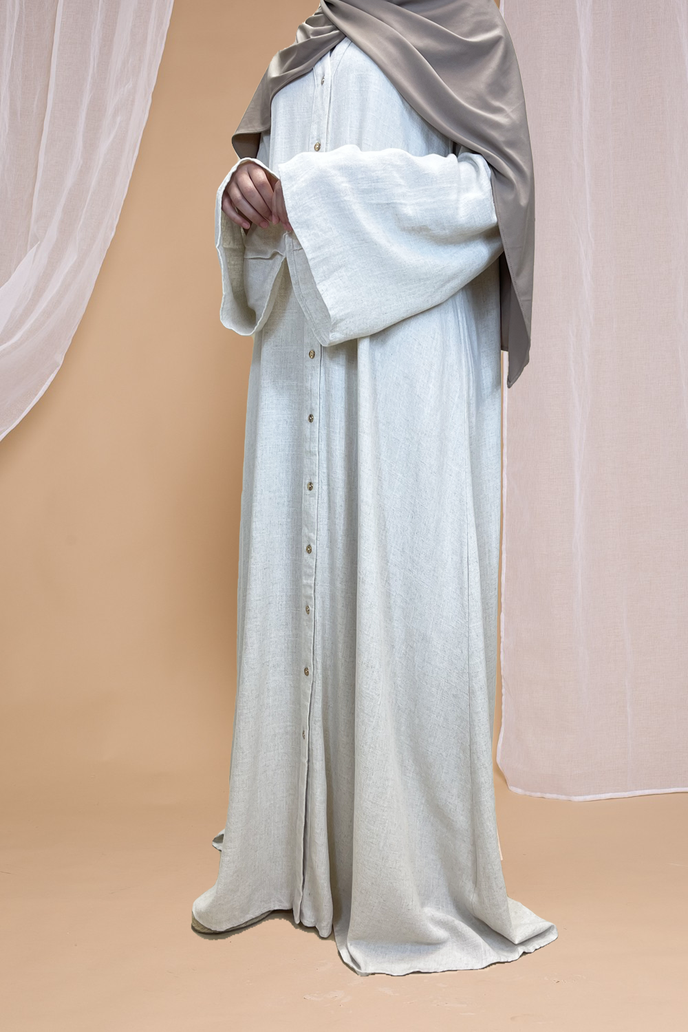 Linnen maxi dress - off white - Hijab Boutique